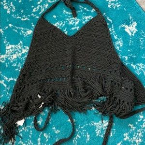 Knit open back tank top
